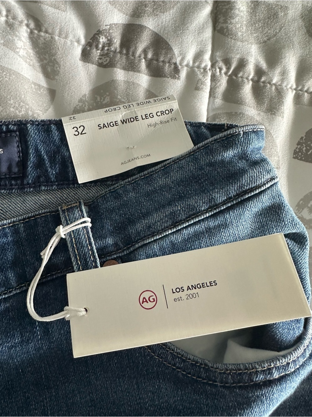 Ag Adriano Goldschmied Dark Blue Wide-Leg Cropped Jeans - Picture 3 of 4